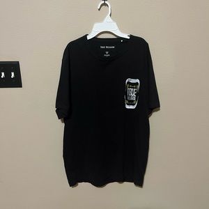 True Religion Shirt Mens Size Extra Large Black Pullover Gold Teeth Big Logo